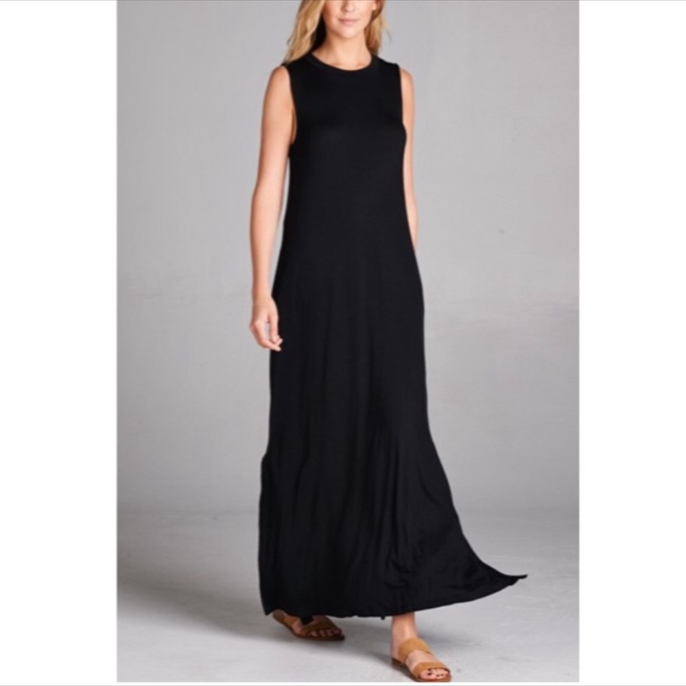 🔥💥Womens Comfy Maxi Dress Pockets Side Splits - Picture 2 of 3